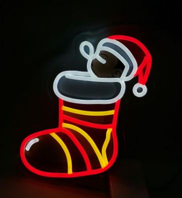 Santa's Luminescent Stocking - Neon Sign - Gifteal