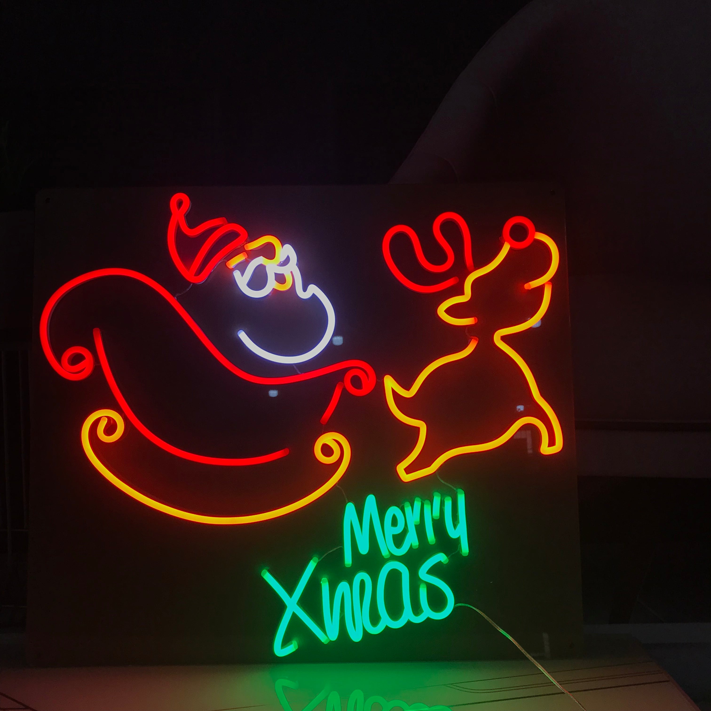 Jolly Santa & Reindeer Duo - LED Neon Flex Light Sign - Gifteal