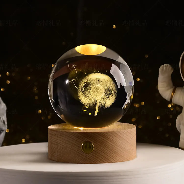 Luminous Elegance Crystal Orb – Moon & Stars Night Illuminator