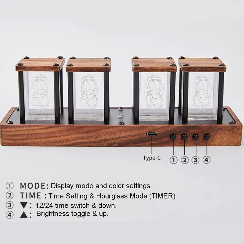 EraLuxe Wooden Nixie Clock - Gifteal