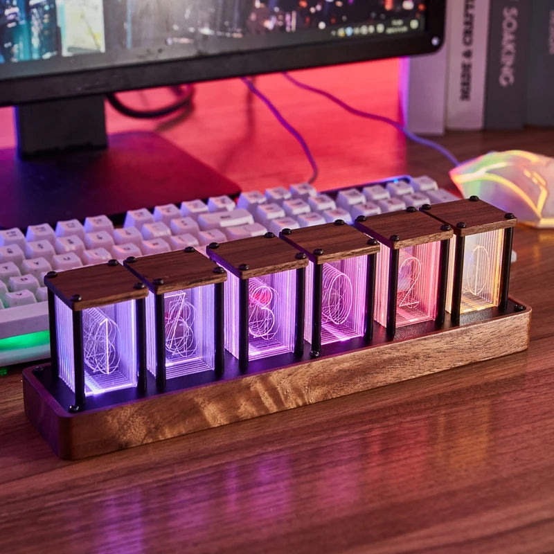 EraLuxe Wooden Nixie Clock - Gifteal